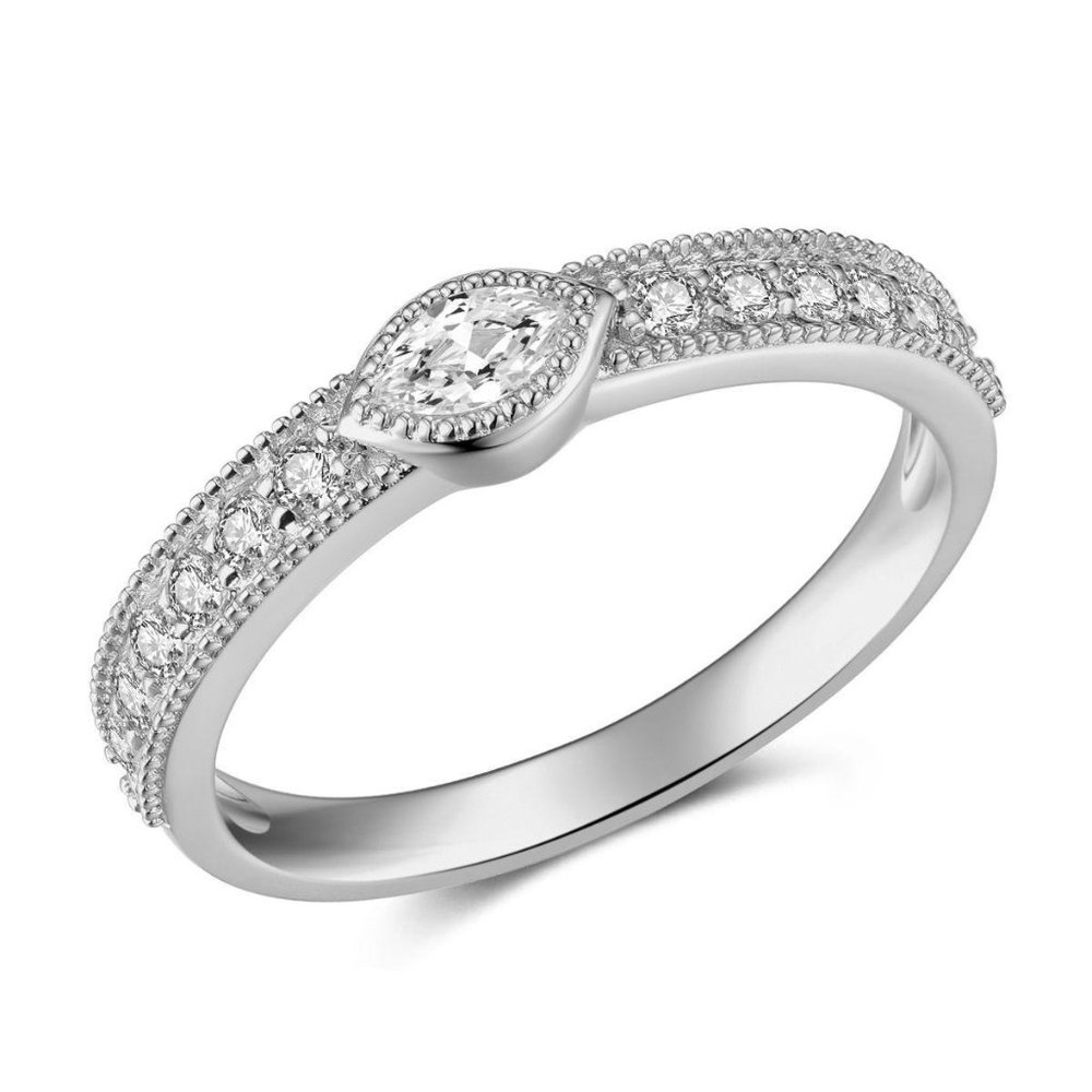 Real Marquise Diamond Stylish Band White Gold